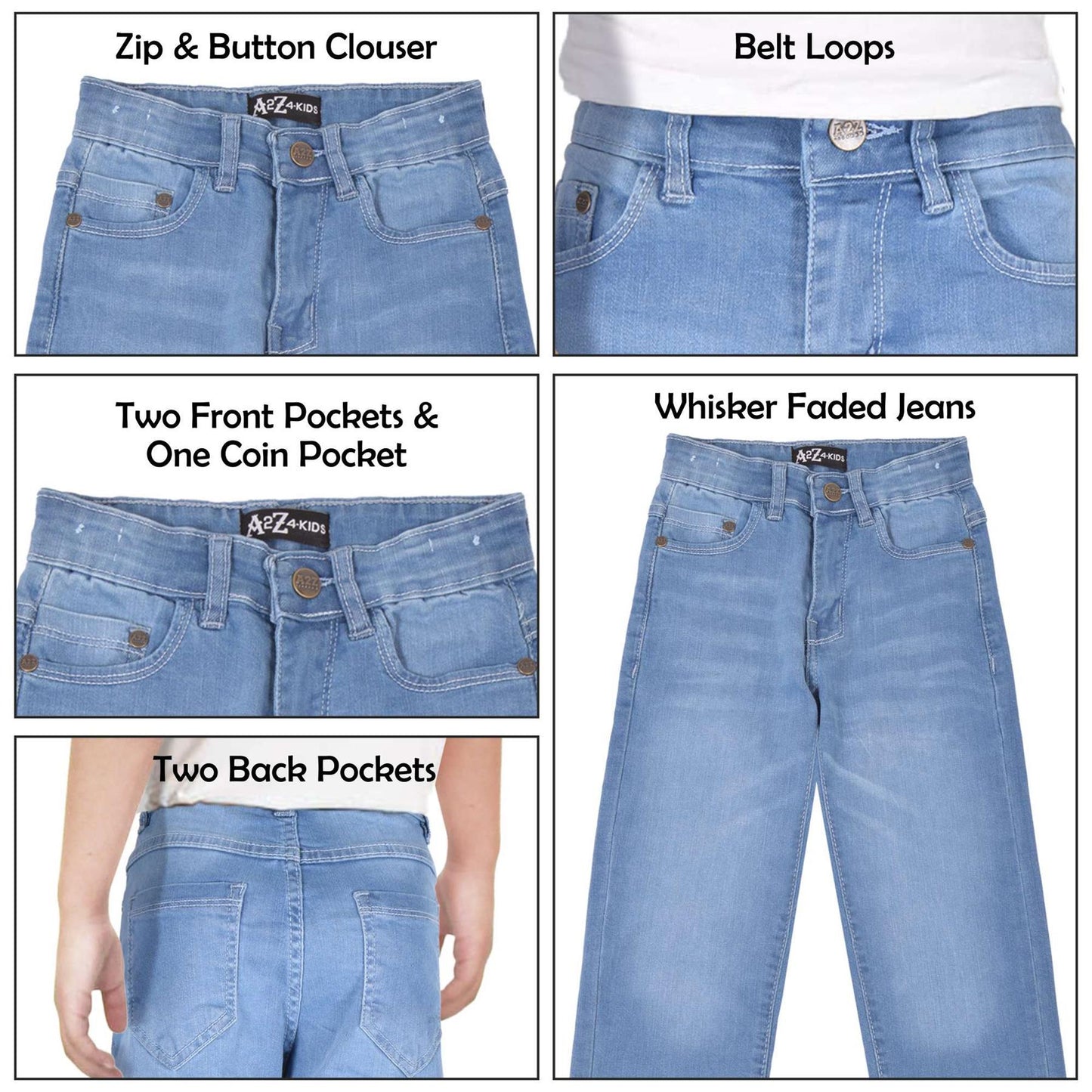 A2Z 4 Kids Boys Relaxed Straight Fit Cut Jeans for Teens Cotton Jean Age 5-13 Yr