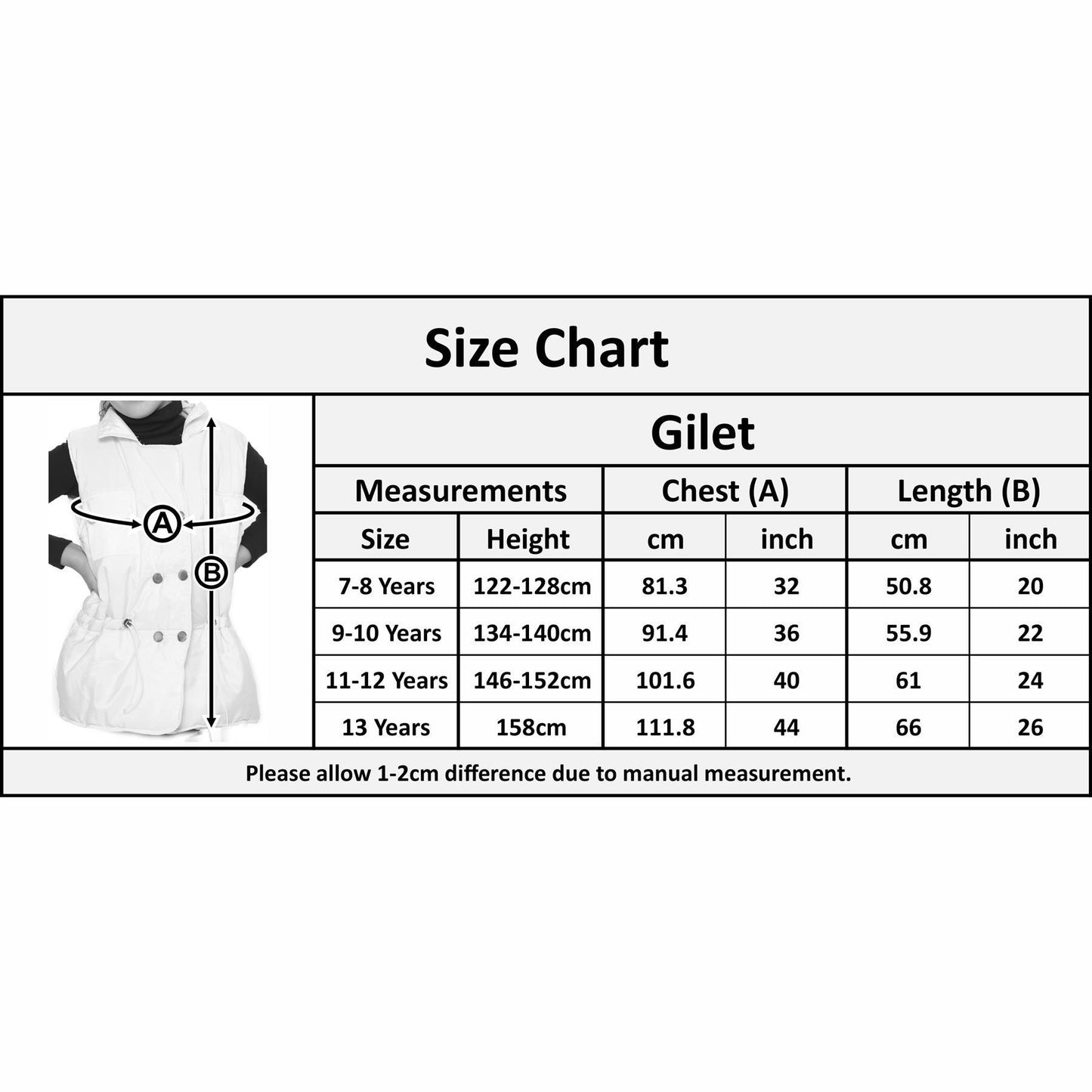 Kids Girls Sleeveless Coat Gilet Fashion Oversized Gilet Style Jacket Coat