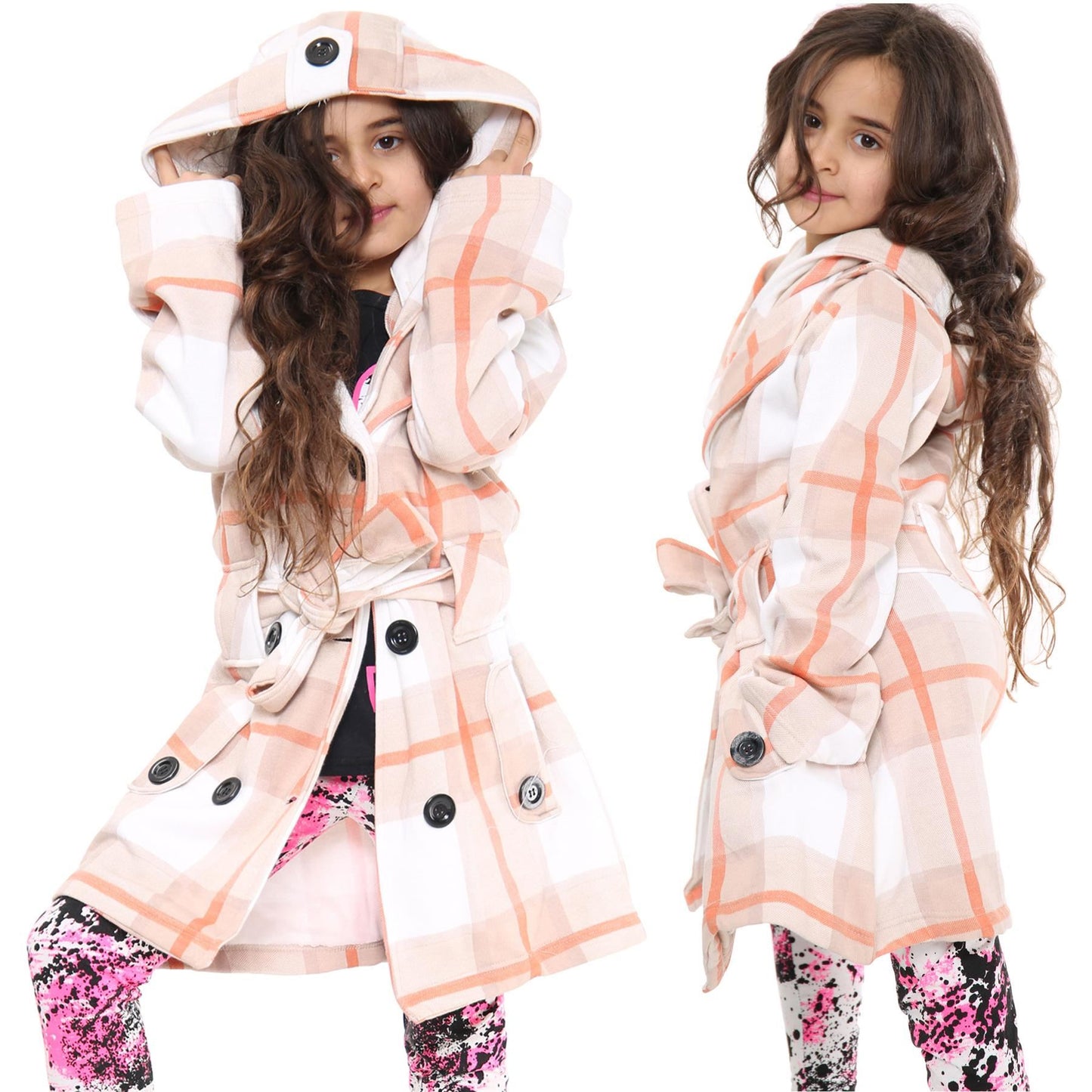 A2Z 4 Kids Parka Jacket Hooded Warm Jacket Oversized Belted Cuffs 5 -13 Years