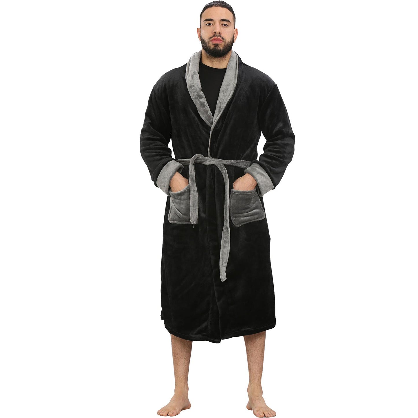 A2Z Mens Ultra Soft Luxury Fleece Dressing Gown Warm Cozy Loungewear Adult Robe