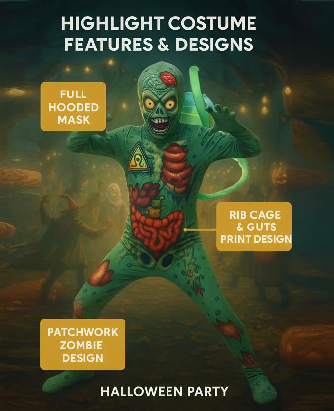 A2Z 4 Kids Burnt Zombie Halloween Fancy Costume For Boys & Girls Scary Undead