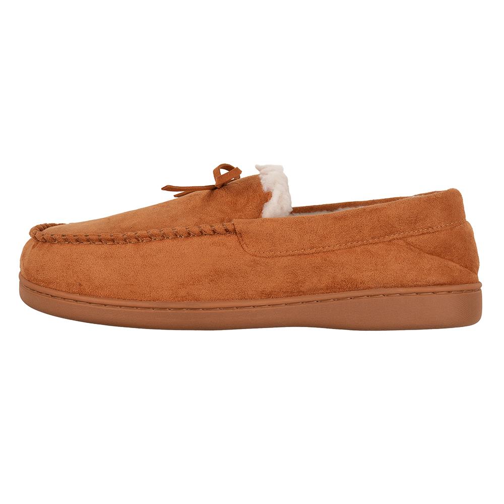 A2Z Mens Tan Moccasin Slippers Warm Fleece Lined  Microfibre Upper Non Slip Sole