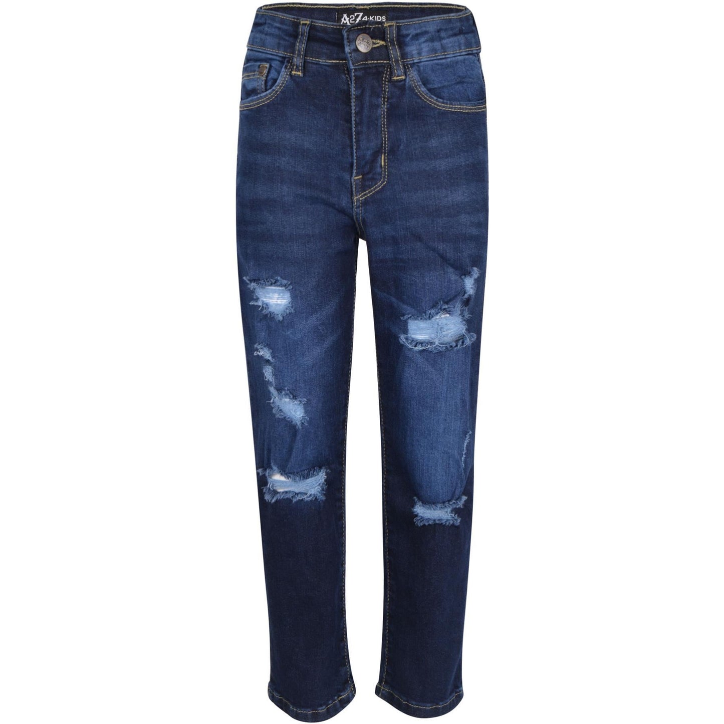 Kids Boys Relaxed Straight Fit Boot Cut Ripped Jeans for Teens Cotton Jeans 5-13