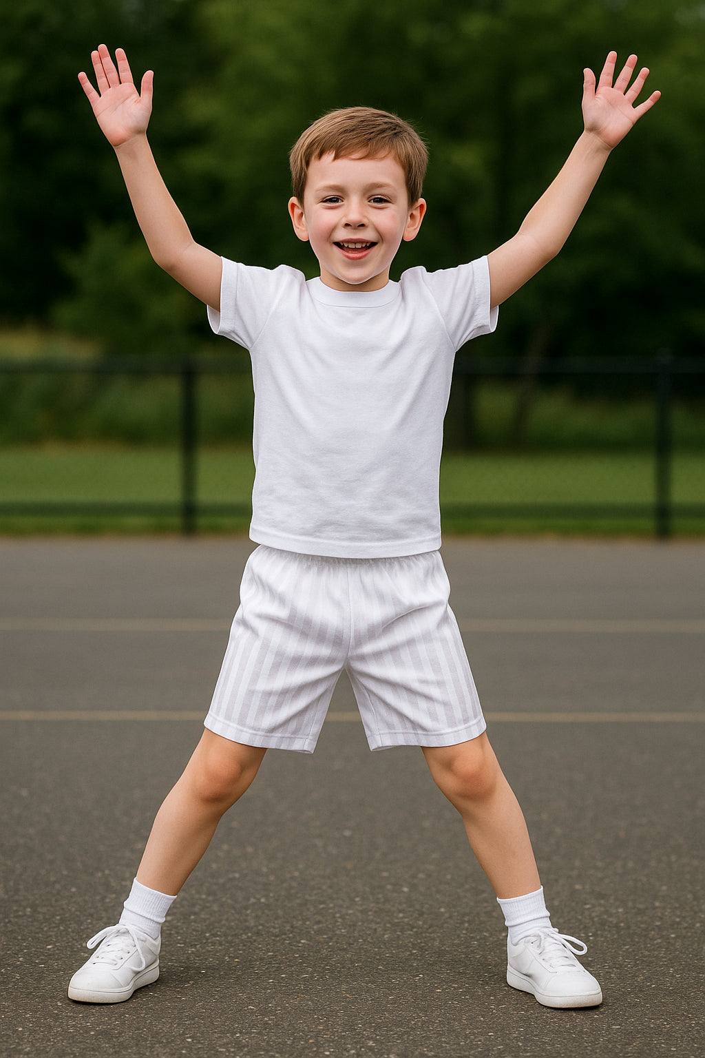 Kids Girls Boys Shadow Stripe PE Shorts Sports Football Gym School Short 2-13