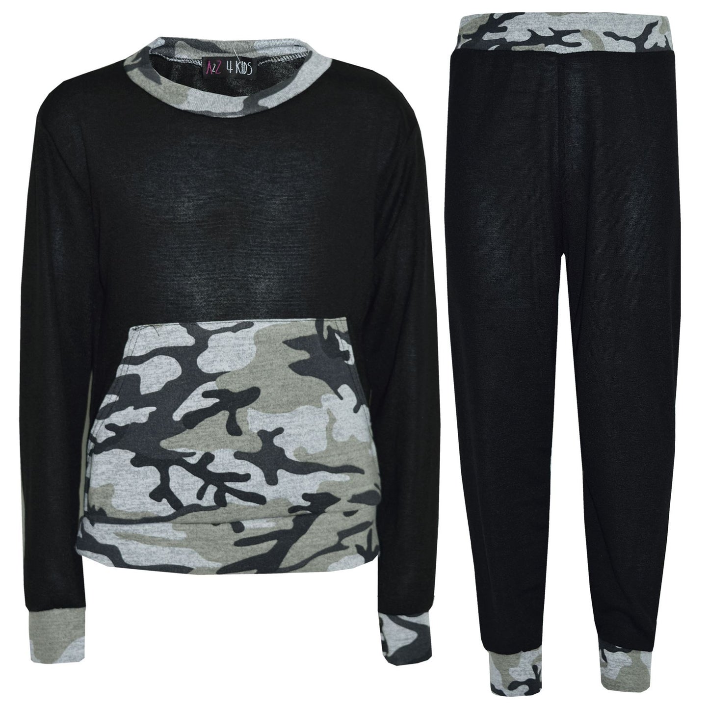 Kids Jogging Suit Boys Girls Camouflage Contrast Lounge Suit Tracksuit 7-13 Year