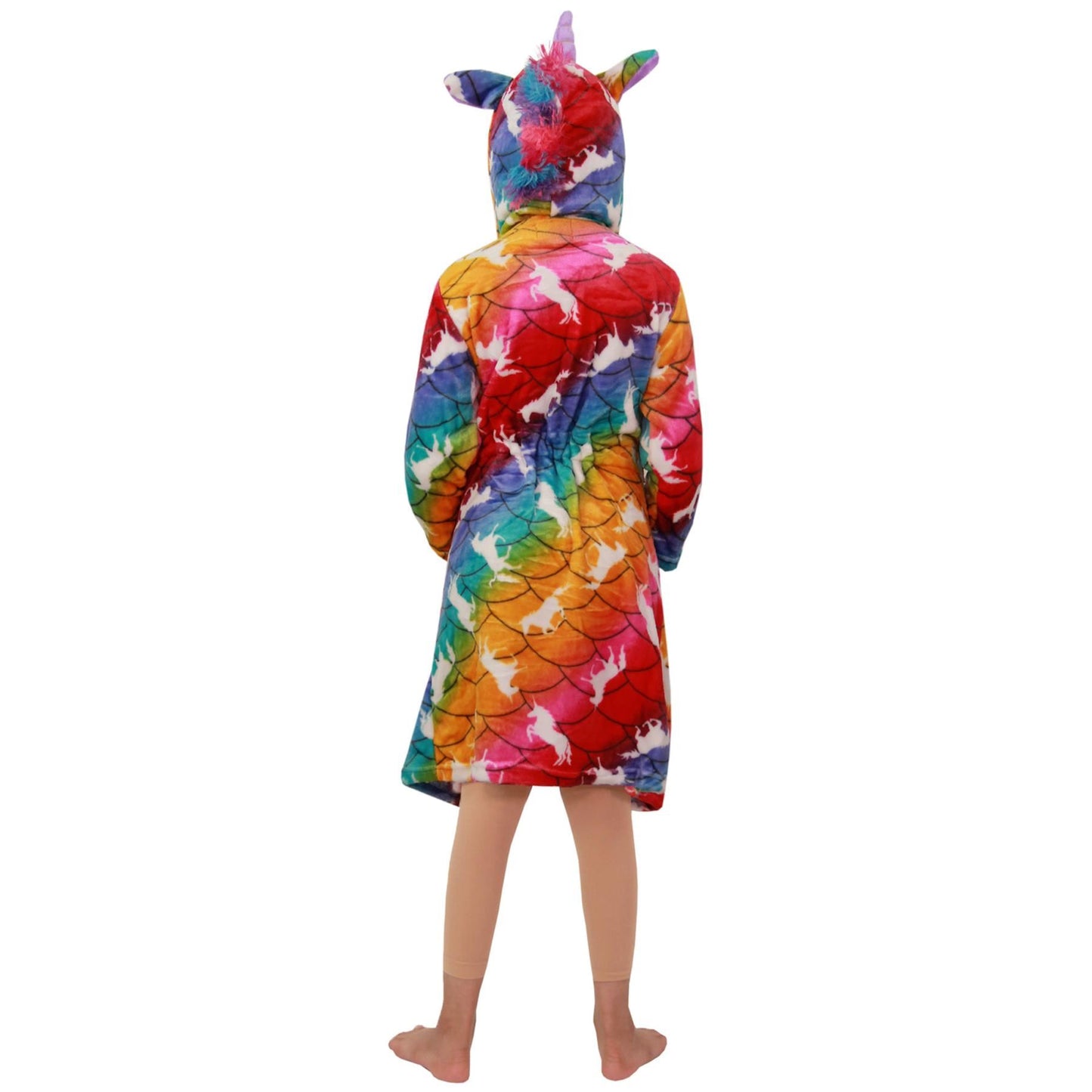 Kids Girls Unicorn Hooded Bathrobe Relax Gown 3D Xmas Cosplay Costume Loungewear