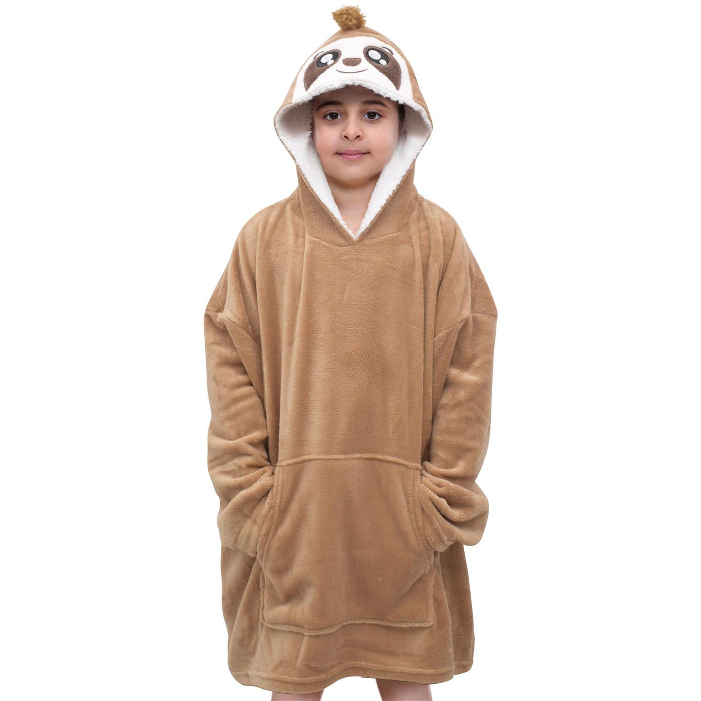 Kids Girls Boys Oversized Hoodie Snuggle Blanket Super Soft Warm Fleece 3-13 Yrs