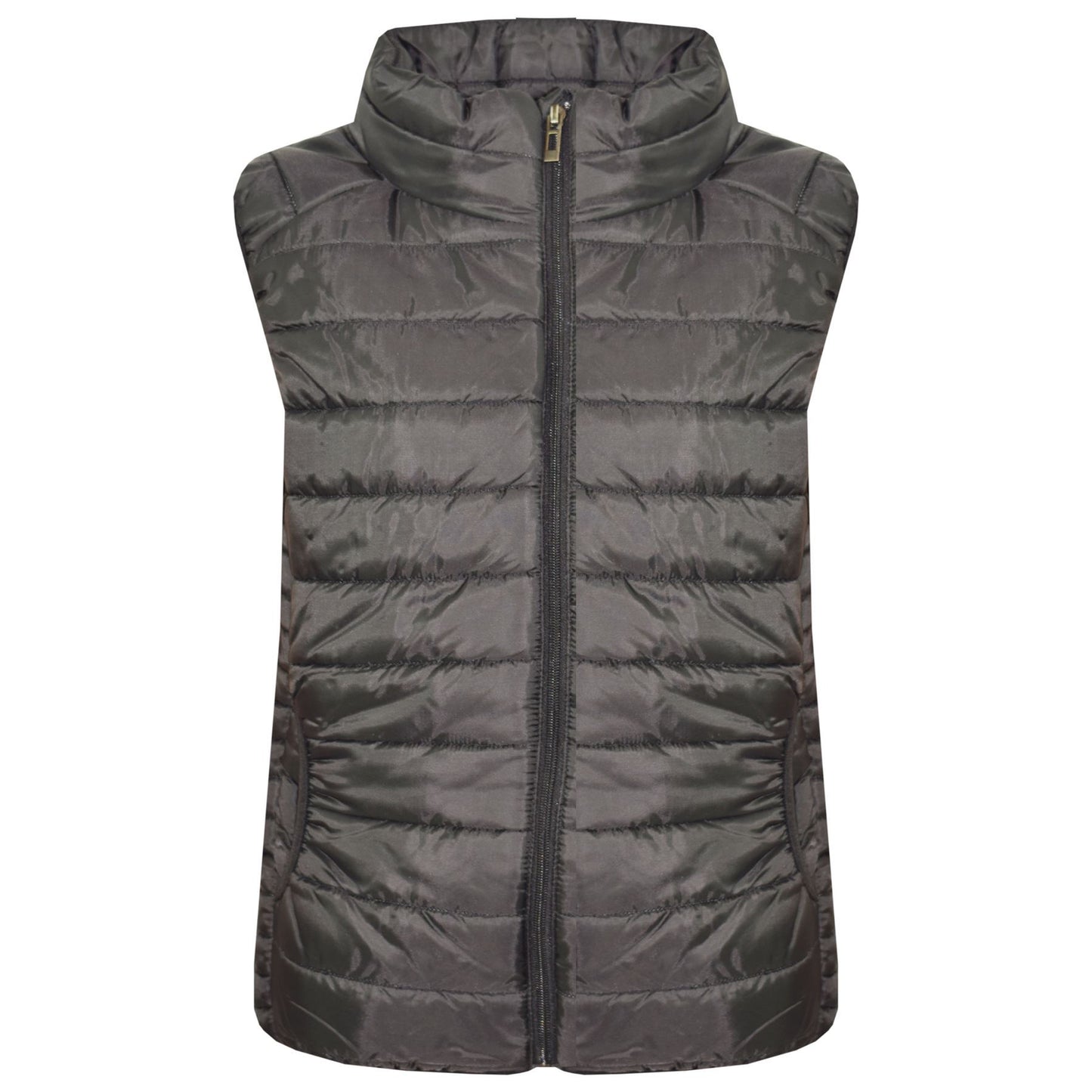Kids Girls Boys Sleeveless High Neck Padded Lined Gilet Bodywarmer Jackets 5-13Y