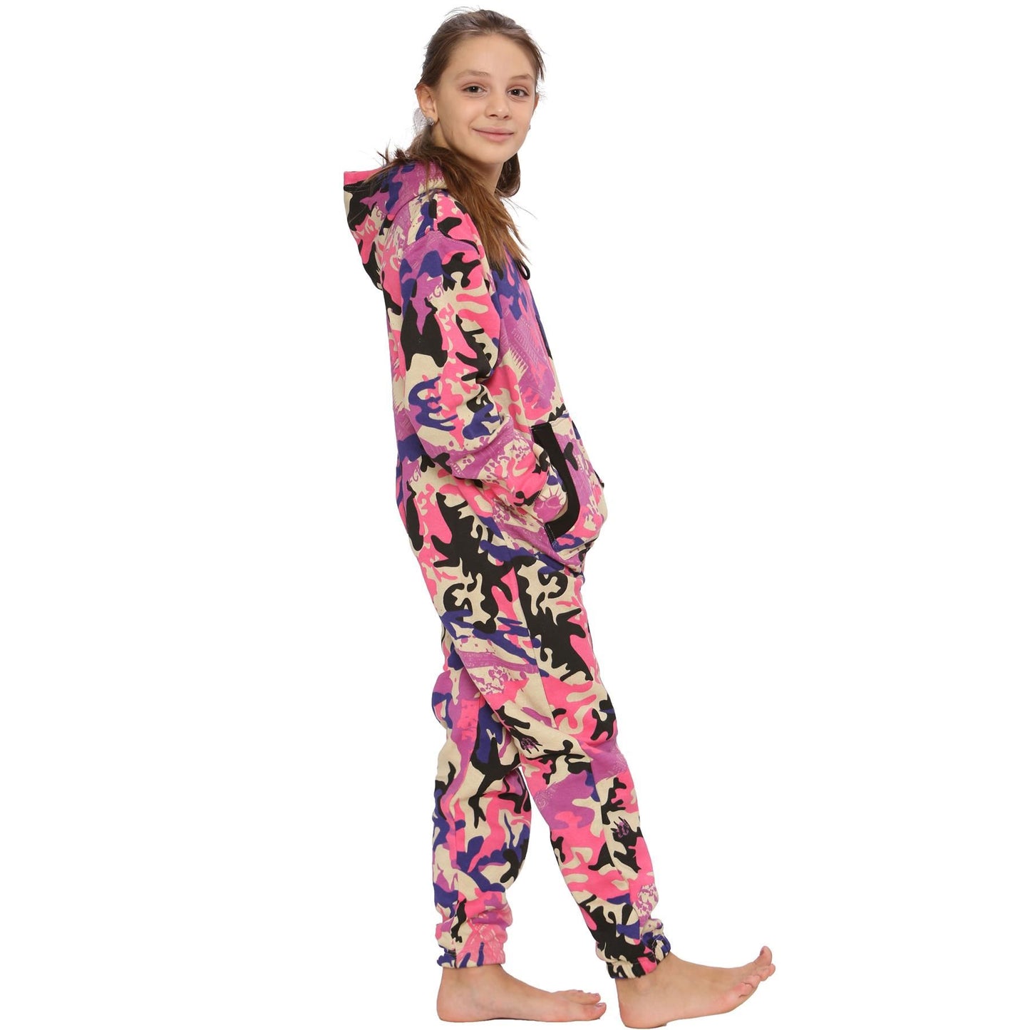 A2Z Onesie One Piece Kids Camo Baby Pink Pyjamas Sleepsuit Costume Girls & Boys