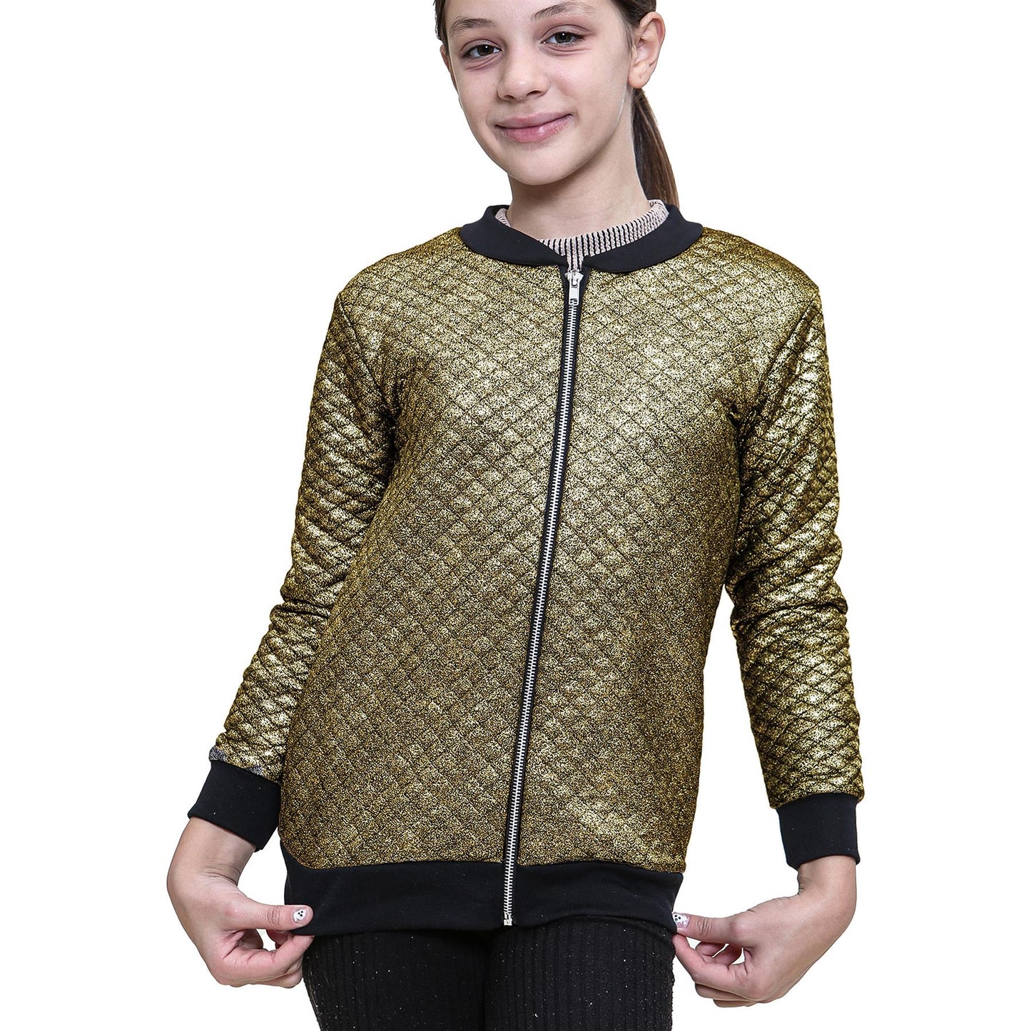 Kids Girls Shiny Fashion Quilted Casual School Jacket Bubble Coat 7-13 Years