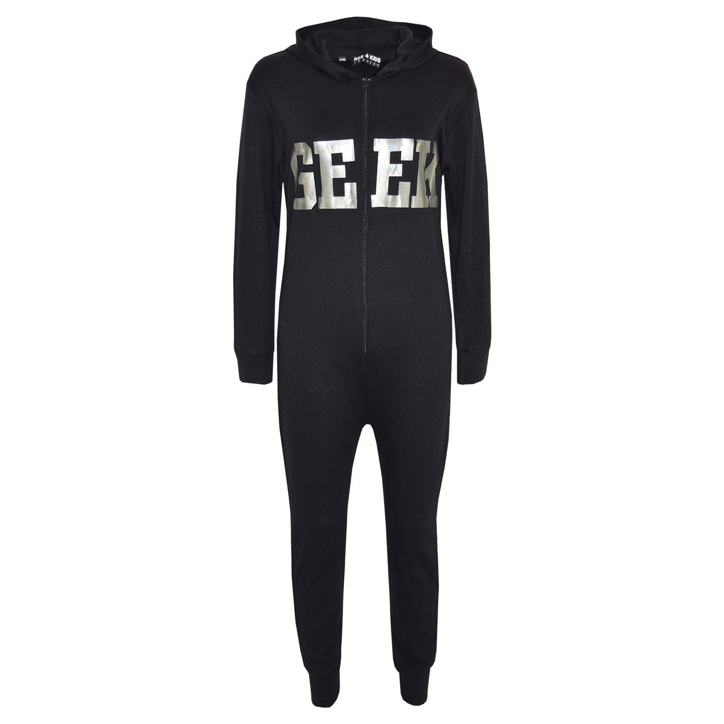A2Z 4 Kids Girls Boys GEEK Hooded Onesie Children Hooded Ribbed Cuffs Pyjamas