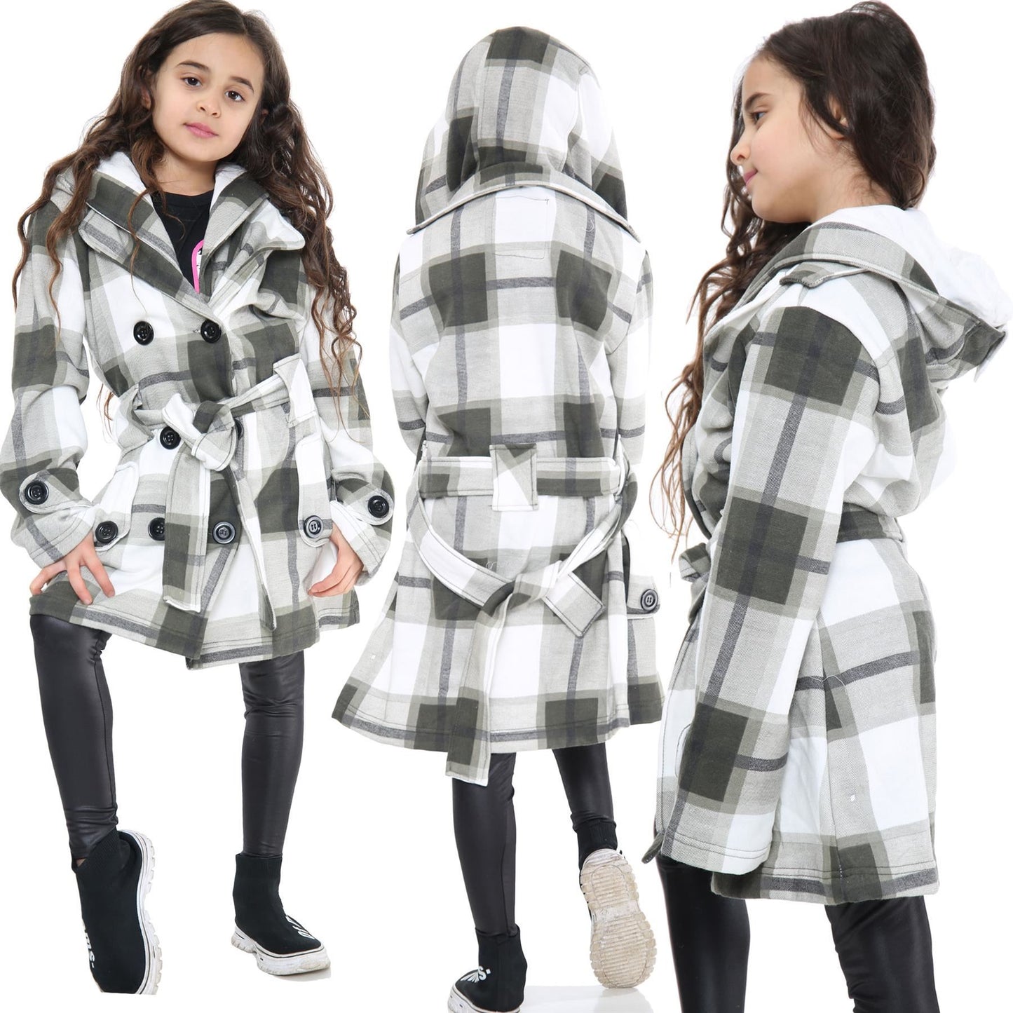 A2Z 4 Kids Parka Jacket Hooded Warm Jacket Oversized Belted Cuffs 5 -13 Years