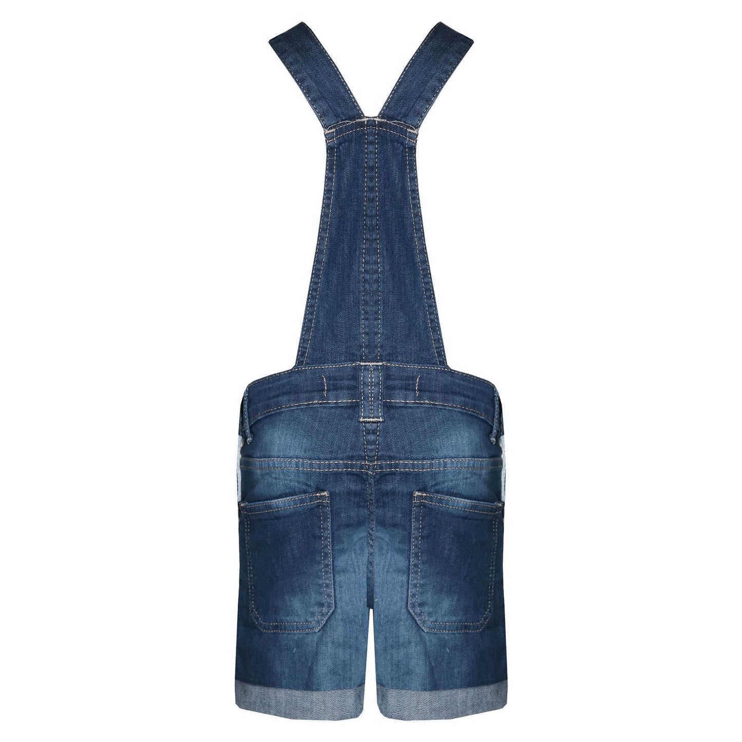 Kids Girls Denim Stretch Dungaree Shorts Jumpsuit Playsuit All In One 7-13 Years