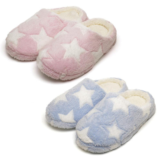 A2Z Ladies Star Mule Slippers Warm Plush Indoor Slip On Slipper Soft Lined Shoes