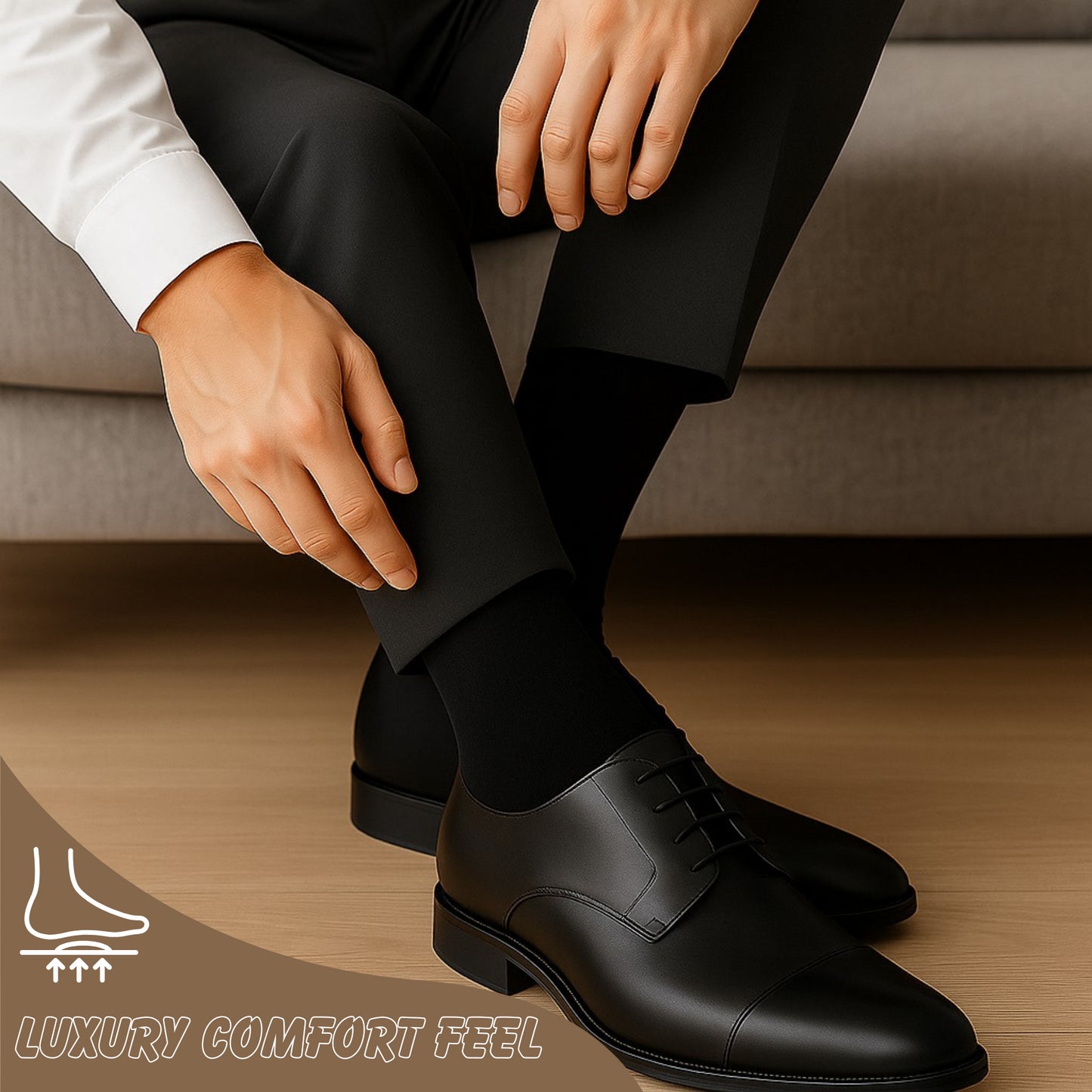 Plain Mens Cotton Socks 6 Pack Luxurious Soft Comfortable Casual Socks For Men