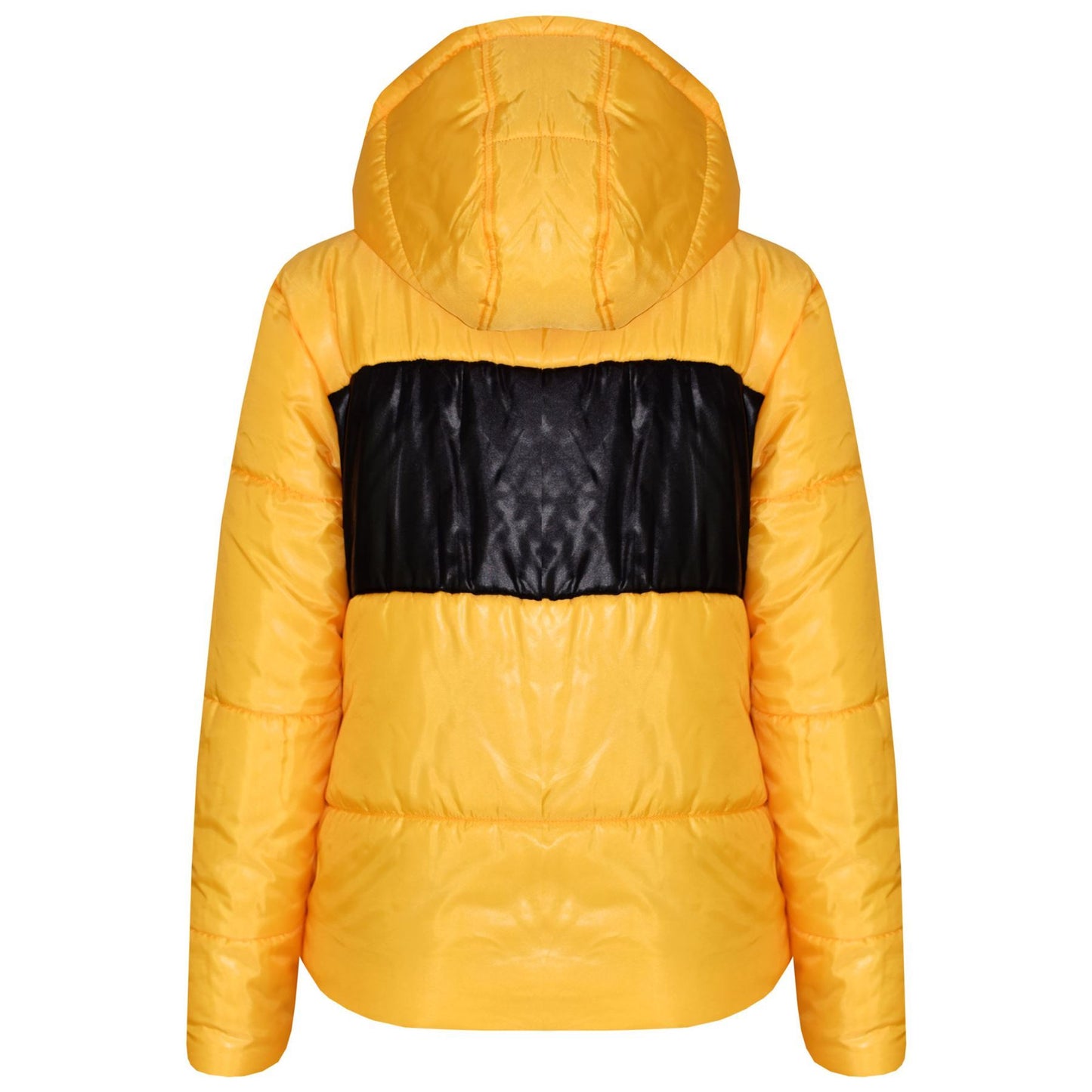 Kids Girls Boys Contrast Panel Jackets Hooded Padded Quilted Warm Coats 5-13 Yr