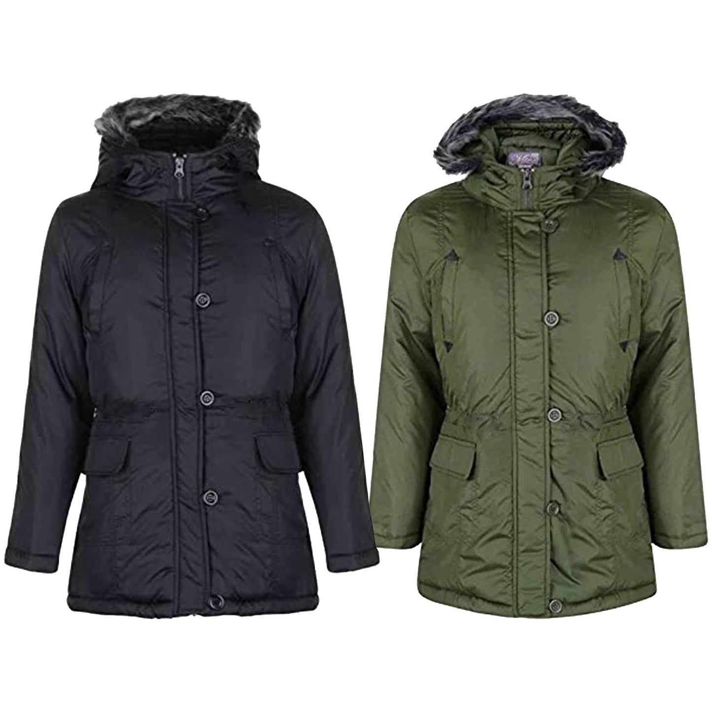 GIRLS PARKA JACKET KIDS PADDED FAUX FUR TRIM HOODED COAT NEW STYLE AGE 7-13 YEAR