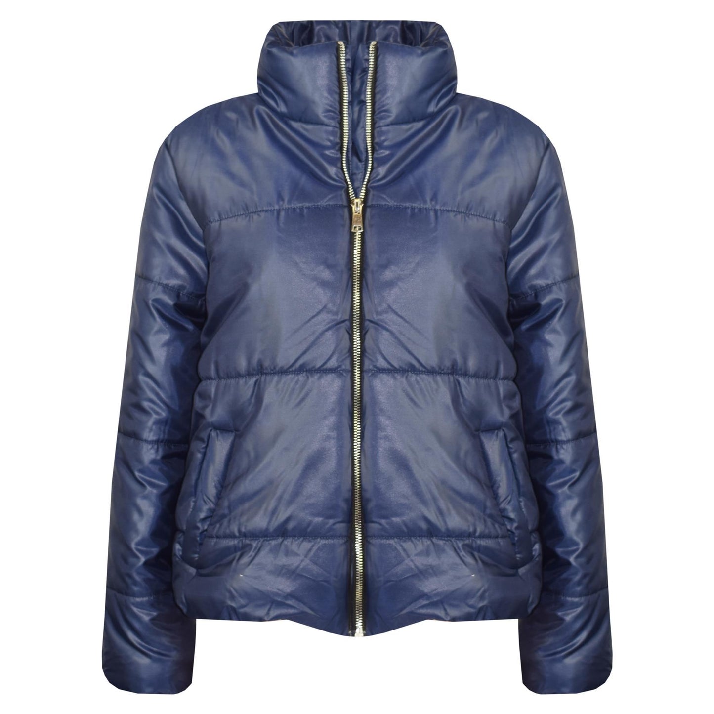 Girls Jacket Kids Wetlook Cropped Padded Quilted Puffer Bubble Jackets Coat 5-13