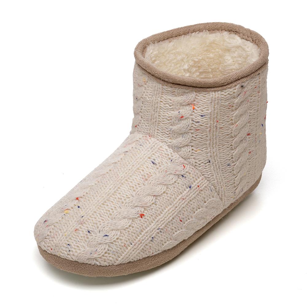 A2Z Ladies Speckled Knit Bootie Slippers Warm Plush Indoor Winter House Shoes