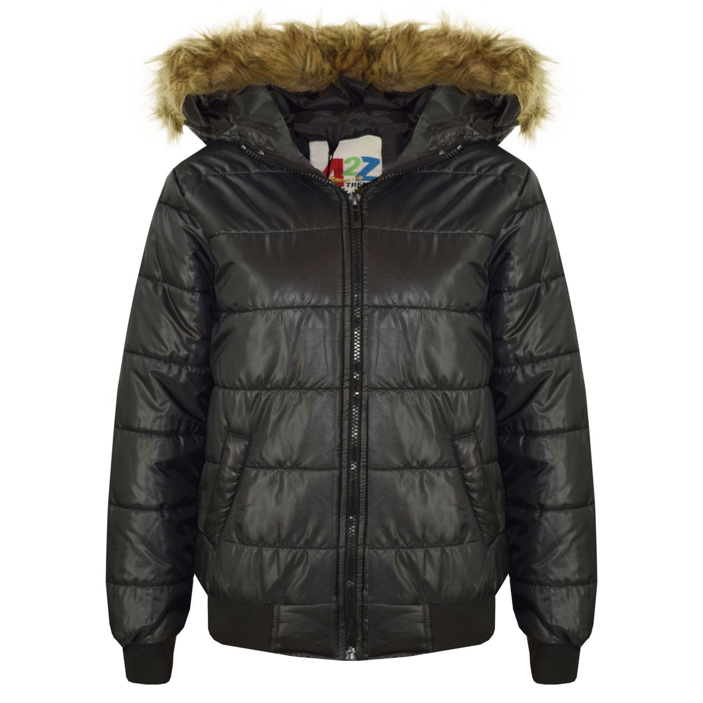 Boys Girls Jackets Kids Maya Faux Fur Hooded Padded Puffer Bubble Coats 5-13 Yrs