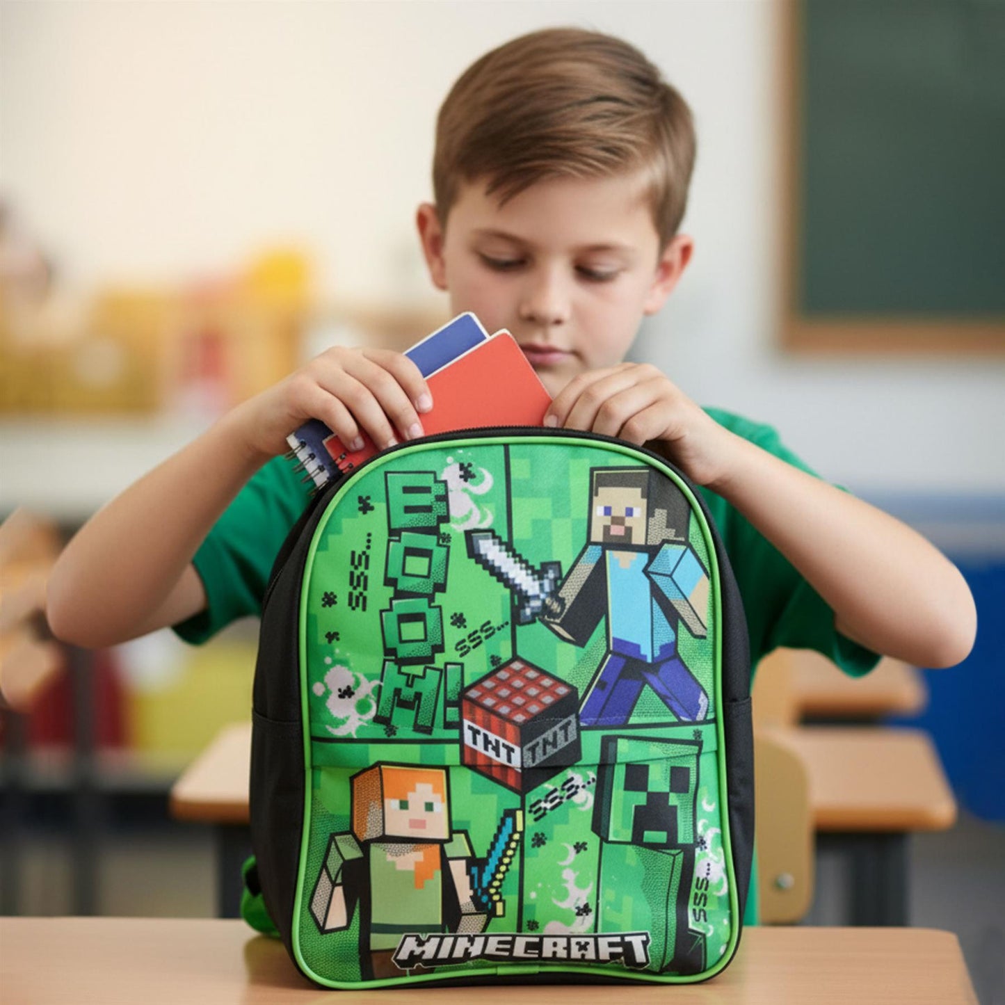 Kids Boys Minecraft Backpack Officially Licensed Back to School Game Over PE Bag