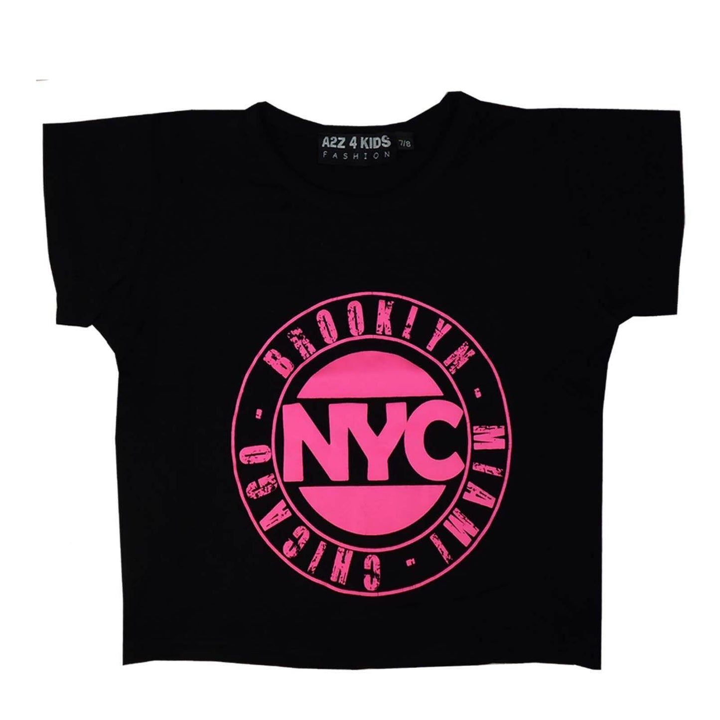 Kids Girls NYC BROOKLYN MIAMI CHICAGO Print Crop Top T Shirt Age 7-13 Years