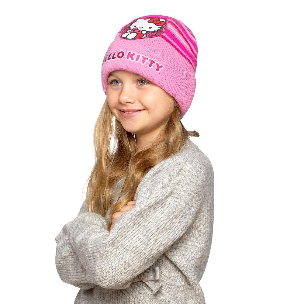 Hello Kitty Girls Pink Red Winter Beanie Hats 2 Pack Embroidered Acrylic