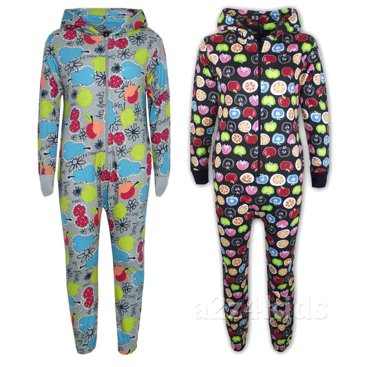 Kids Girls Boys Fruit Print Adorable Comfy Costume A2Z Onesie One Piece Pyjamas