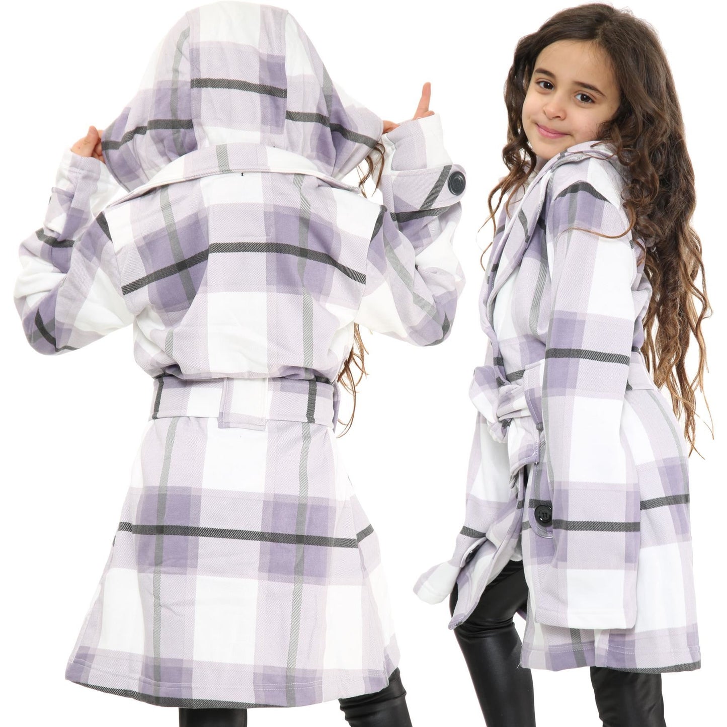 A2Z 4 Kids Parka Jacket Hooded Warm Jacket Oversized Belted Cuffs 5 -13 Years