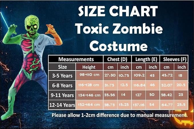 A2Z 4 Kids Boys & Girls Toxic Zombie Halloween Costume Scary Skeleton Bodysuit