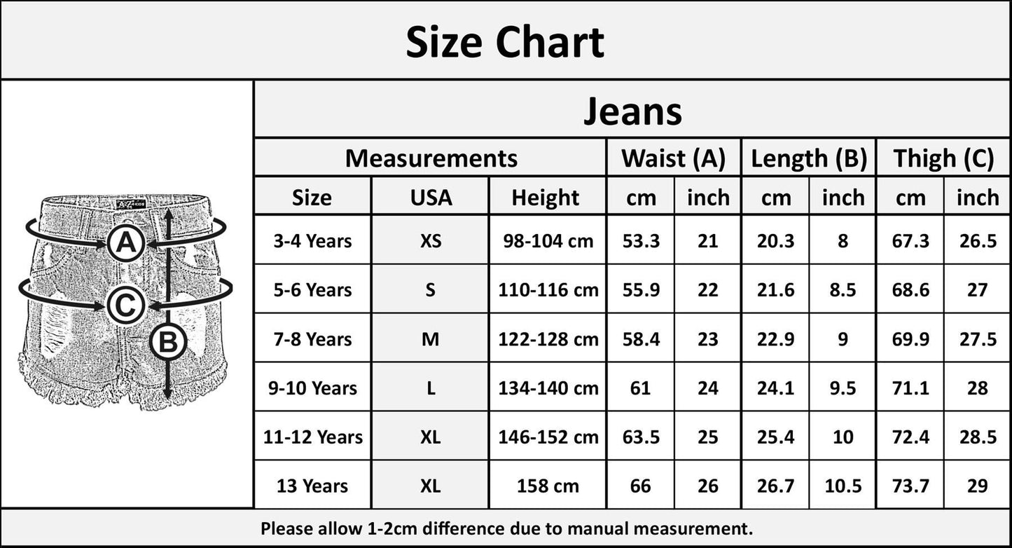 A2Z 4 Kids Girls Shorts Skinny Ripped Jeans Denim Stretch Short Casual�Half�Pant