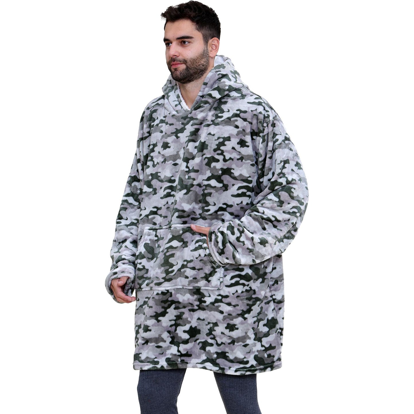 Unisex Men's Ladies Oversized Hoodie Printed Snuggle Super Soft Warm Blanket