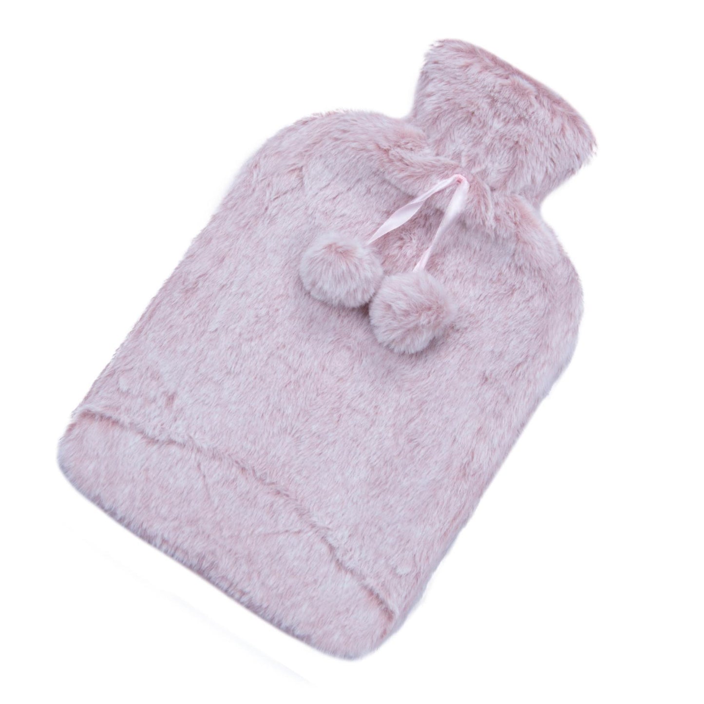 A2Z Hot Water Bottles Soft Husky Plush Pom Pom 2 Liter Fleece Cover Heat Therapy