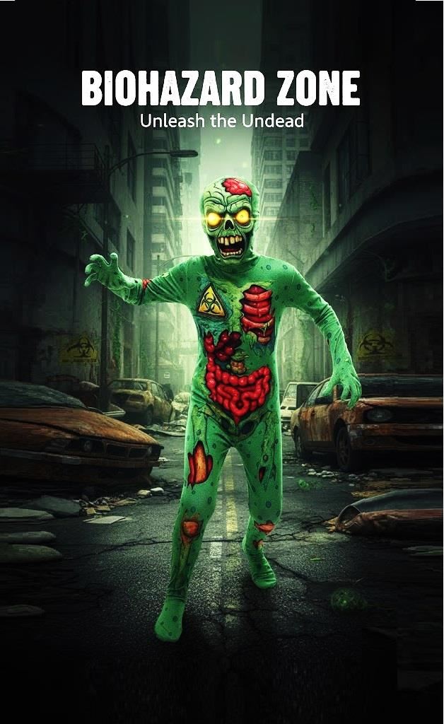 A2Z 4 Kids Burnt Zombie Halloween Fancy Costume For Boys & Girls Scary Undead
