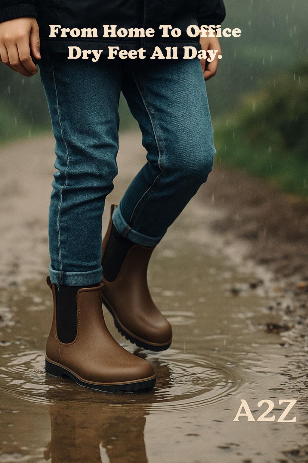A2Z Ladies Girls Teens Wellington Ankle Boots Waterproof PVC Chelsea Rain Shoes