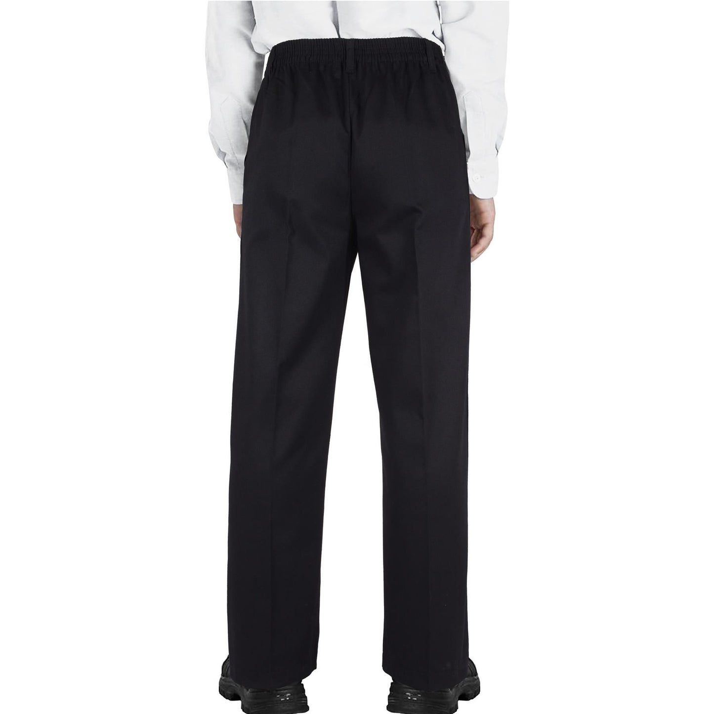 Kids Boys Pants Plain School Uniform Pull Up Regular Fit Elasticated Trouser