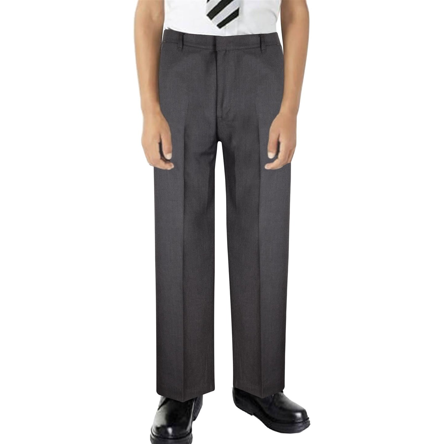 Kids Boys Pants Plain School Uniform Pull Up Regular Fit Elasticated Trouser