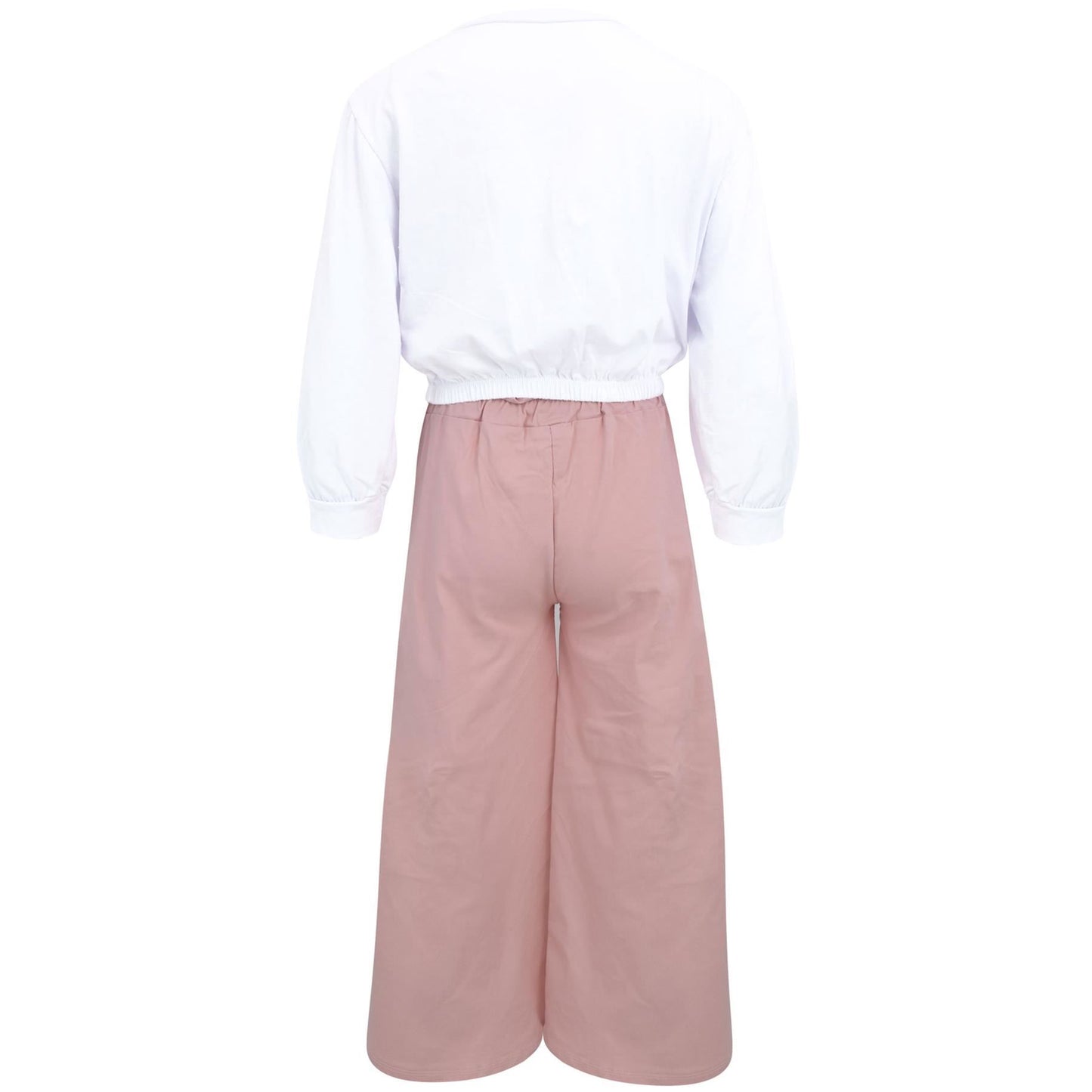 Kids Girls Crop Top Set Casual Long Sleeve Crop Top Flared Trouser Age 3-14