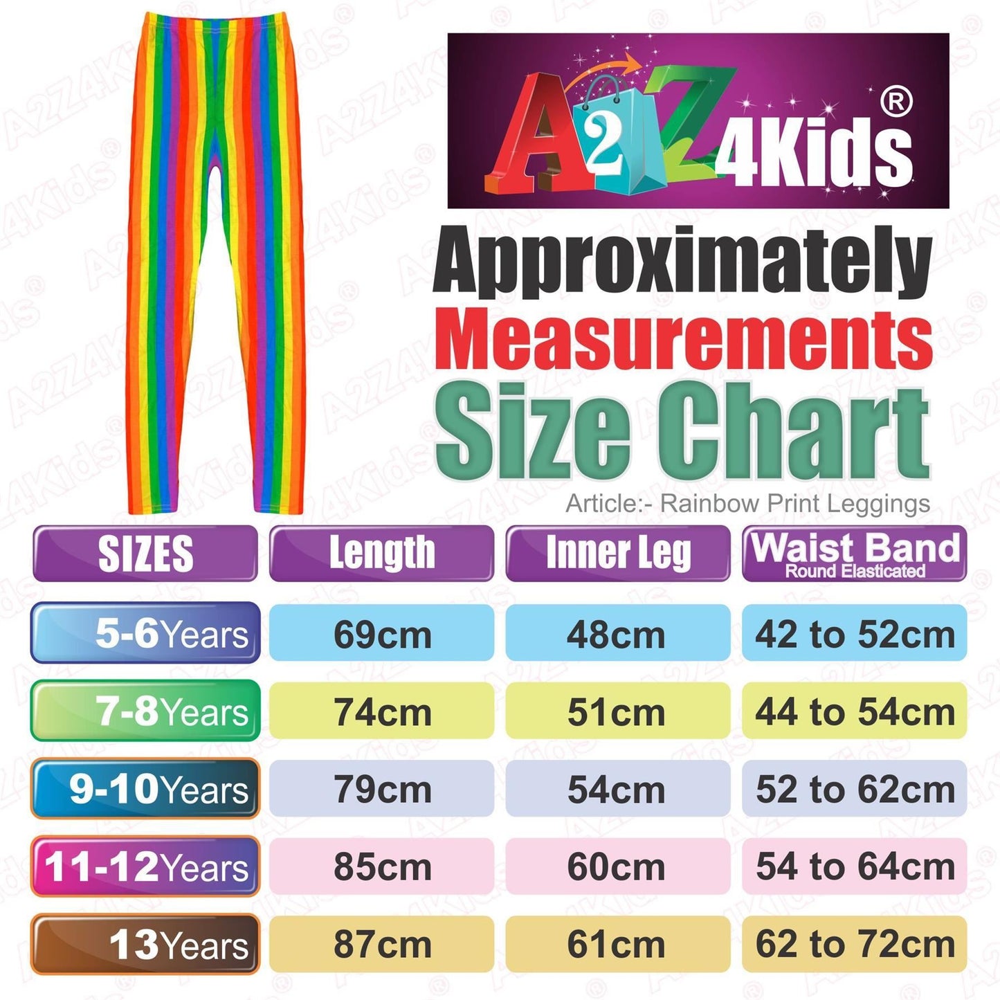 Kids Girls Legging Trendy Rainbow Fashion Party Dance Leggings New Age 7-13 Year