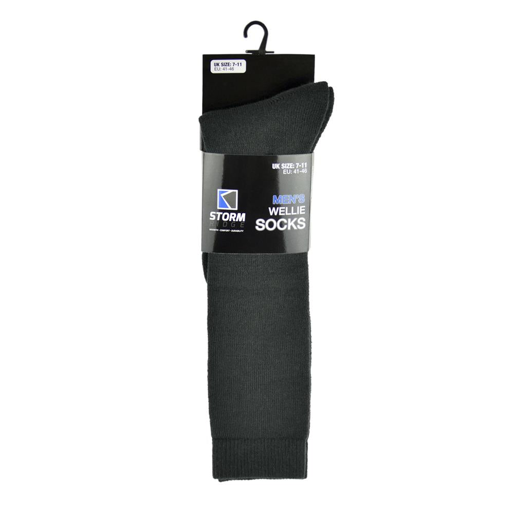 A2Z Mens Knee High Welly Wellington Pack Of 3 Boots Comfortable Cosy Warm Socks