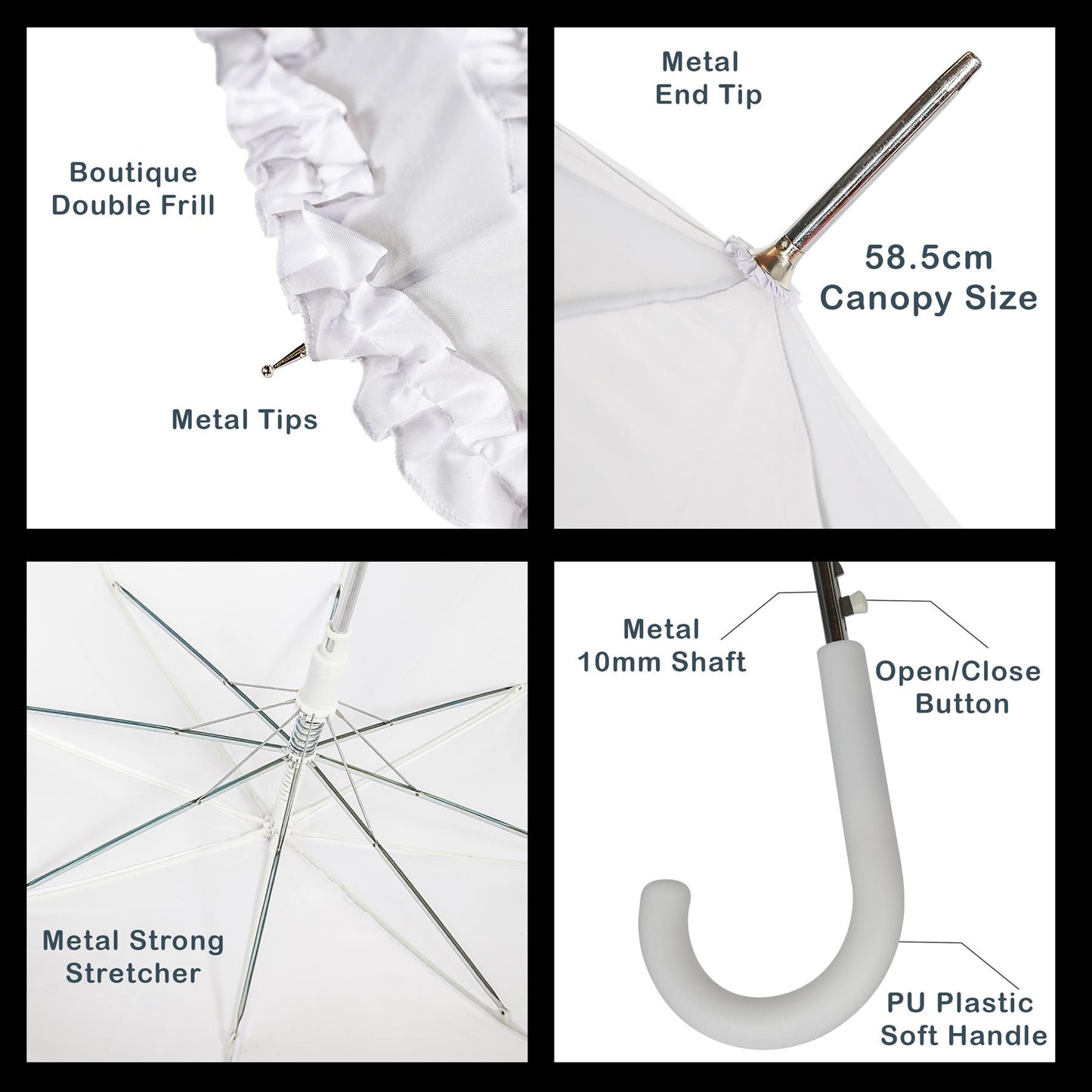 A2Z Ladies Bridal Umbrella Wedding Brolly Double Ruffle Lace Walking Dome Canopy