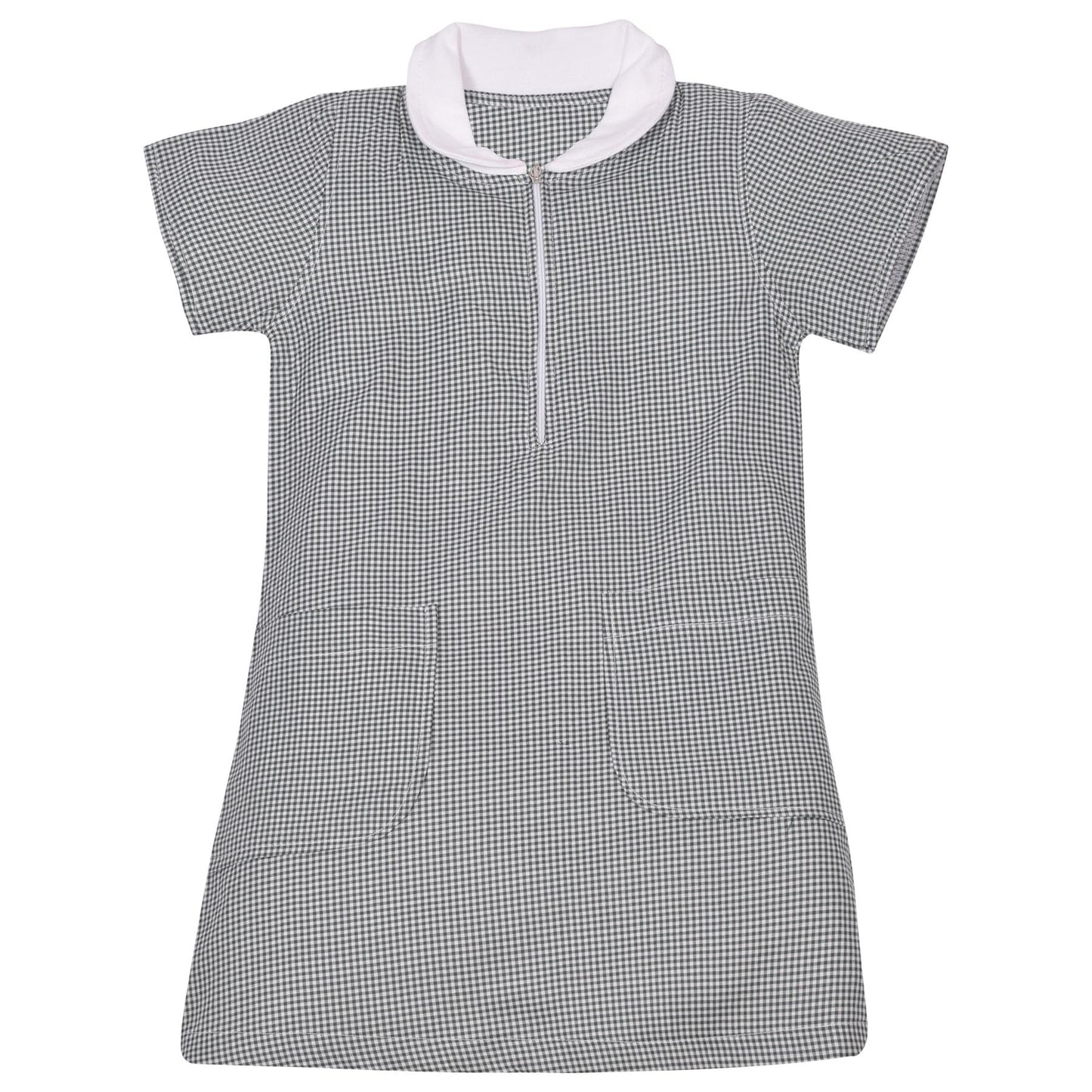 Girls Gingham 2 Pack School Dress Check Zip Up Summer Dresses With Scrunchies
