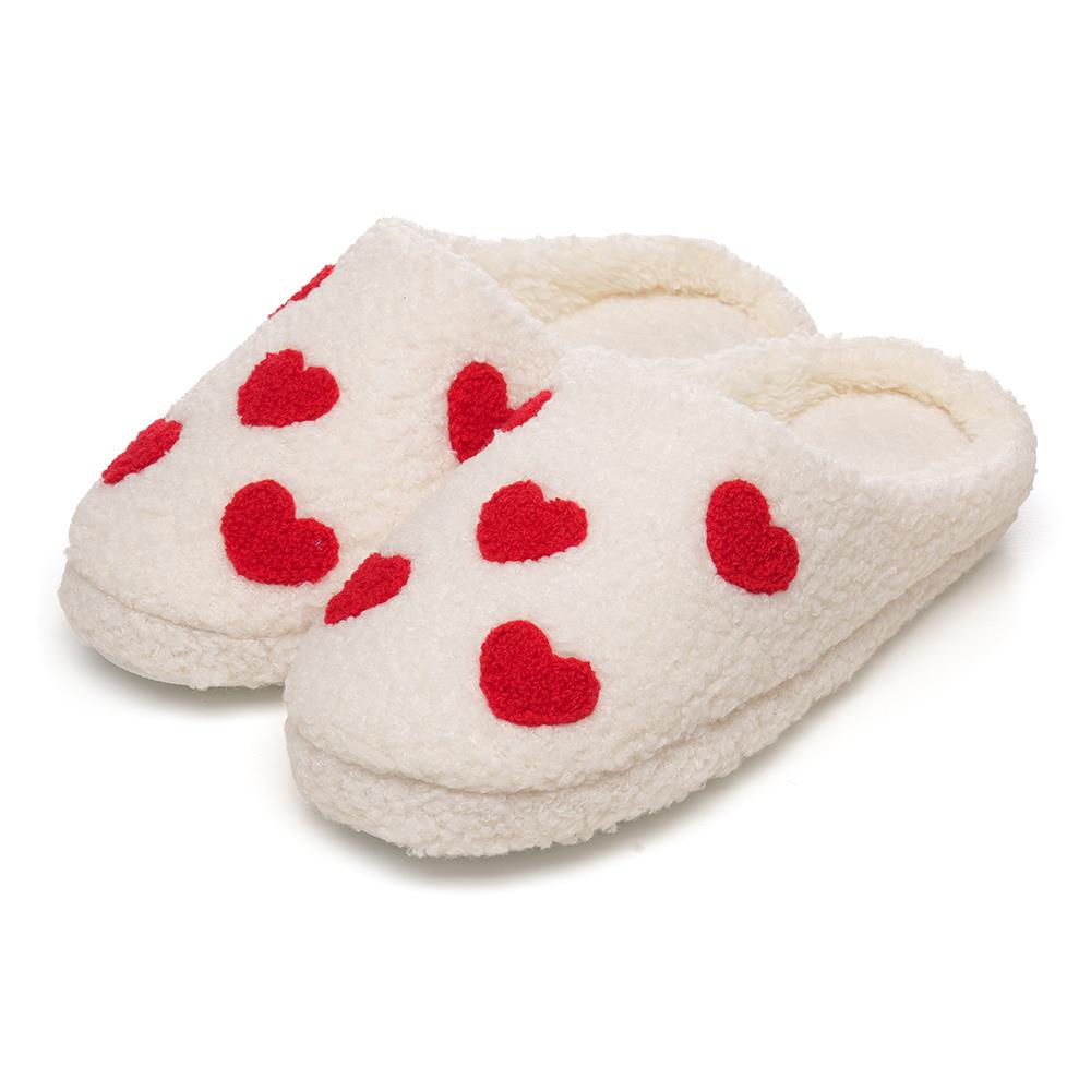 A2Z Ladies Heart & Rainbow Mule Slippers Faux Fur Lining & Non-Slip TPR Sole