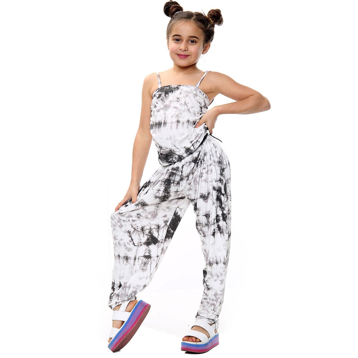 Kids Girls Jumpsuit Tie Dye Print Trendy Fahsion Playsuit All In One Jumpsuits