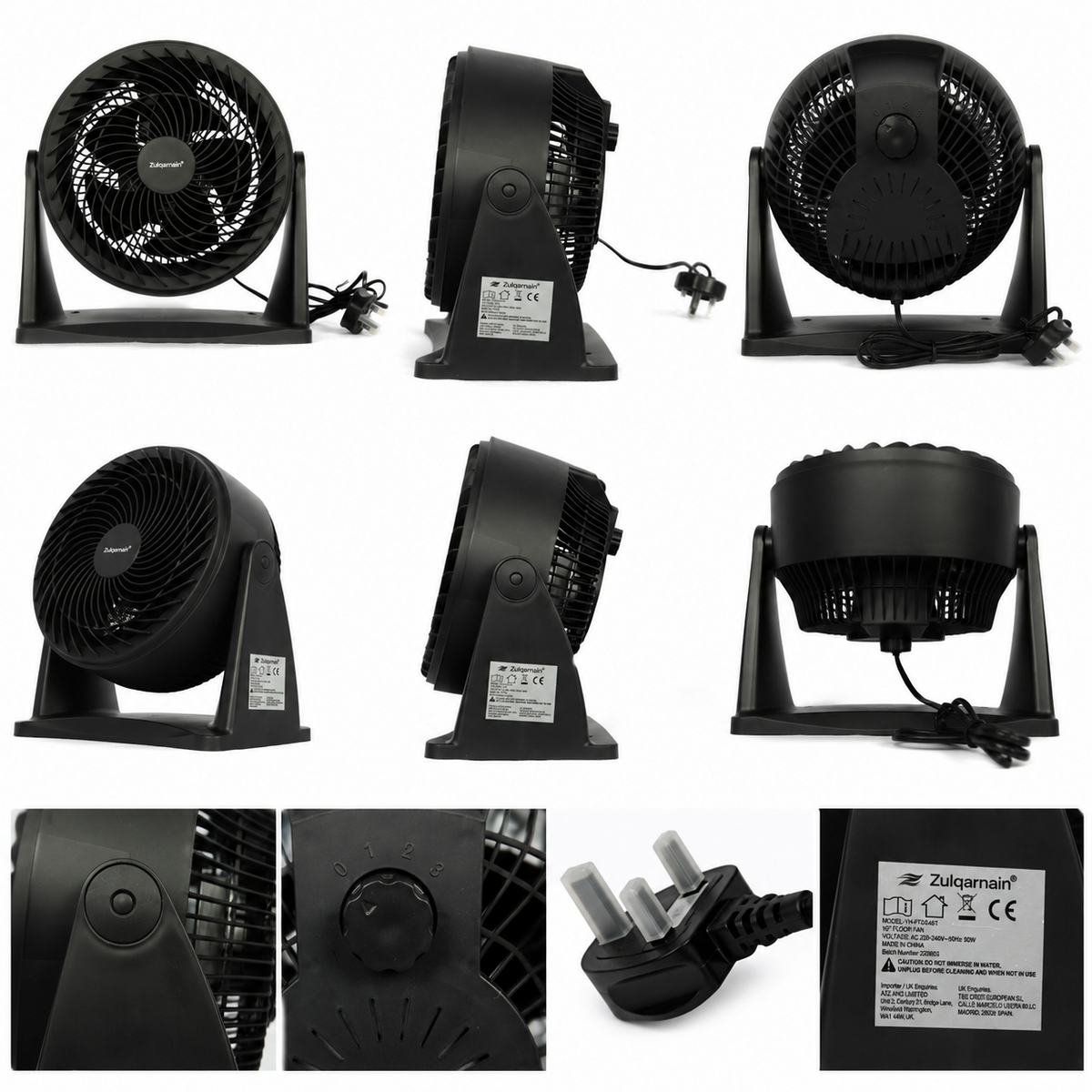 10 Inch Floor Fan Desk Fan 90W High Performance Air Circulator Fan with 5 Blade