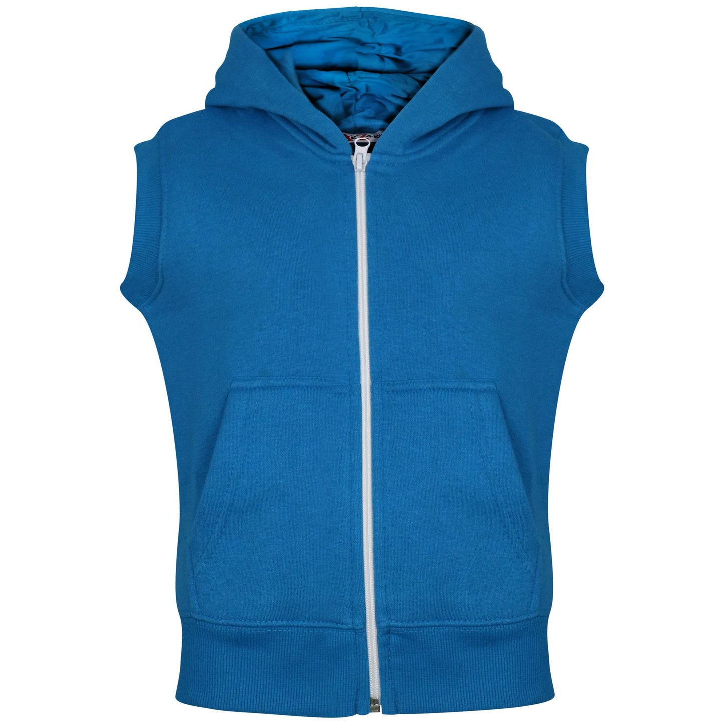 Kids Hooded Gilet Jacket Fleece Fabric No Sleeve Zipper Coat Boys Age 5-13 Year