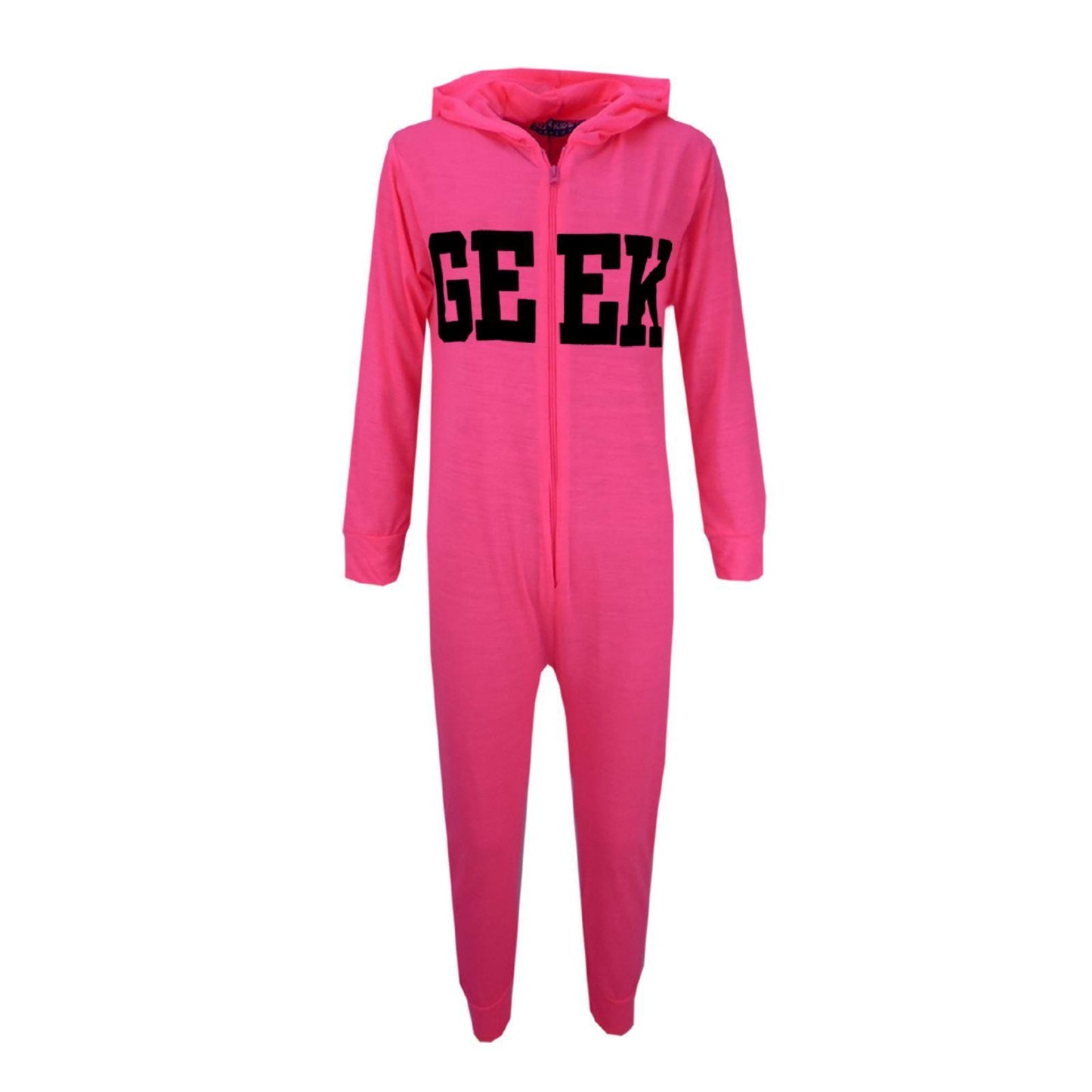 A2Z 4 Kids Girls Boys GEEK Hooded Onesie Children Hooded Ribbed Cuffs Pyjamas