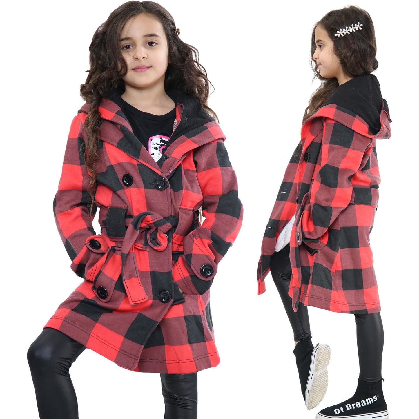 A2Z 4 Kids Parka Jacket Hooded Warm Jacket Oversized Belted Cuffs 5 -13 Years