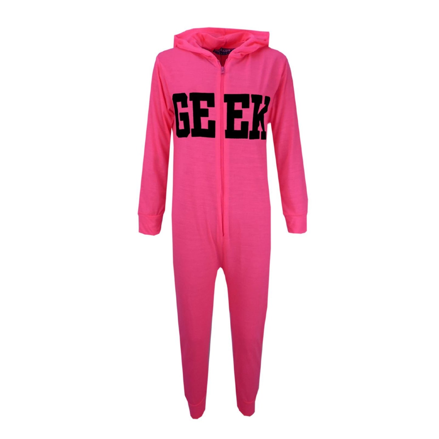 A2Z 4 Kids Girls Boys GEEK Hooded Onesie Children Hooded Ribbed Cuffs Pyjamas