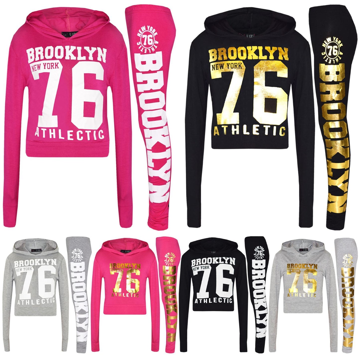 Girls Tops Kids Brooklyn 76 Hooded Crop Top & Legging Lounge Wear Set 7-13 Years